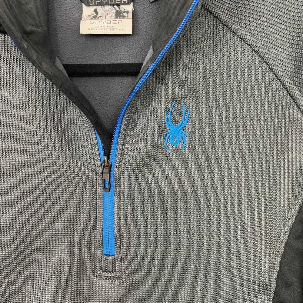 Spyder Quarter Zip Pullover Sweatshirt Fleece‎ Lined Grey Black Men's Small